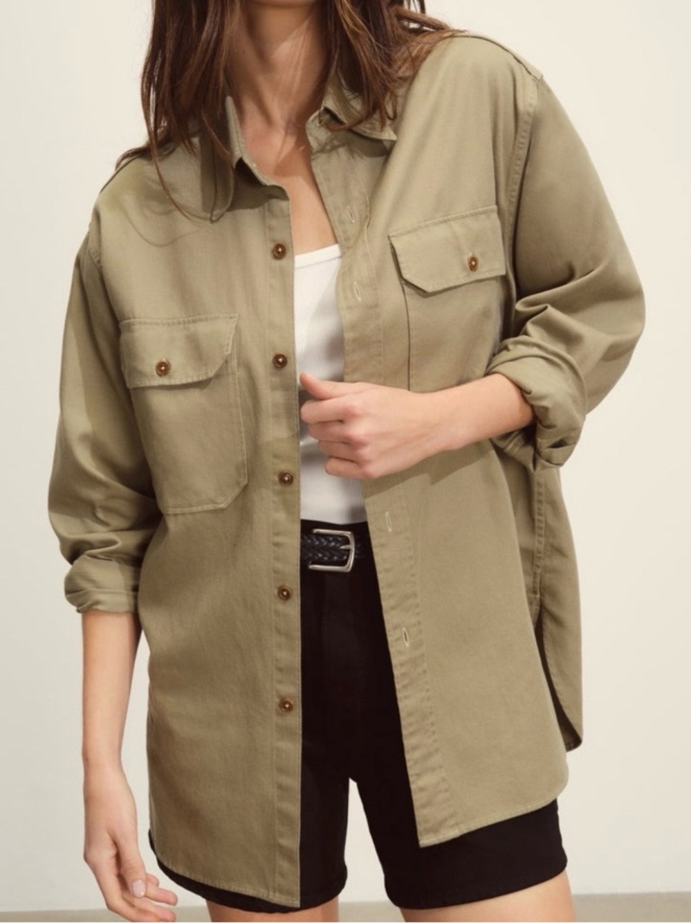 Buck Mason Desert Twill Officer Shirt in Cadet Khaki 💚